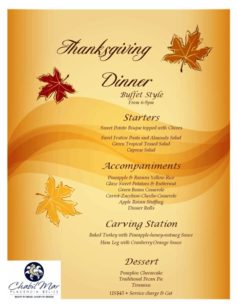 Thanksgiving Menu 2015